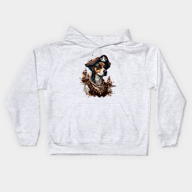 Dog Vintage Pirates Design Kids Hoodie by AyushiCreations